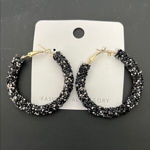 Black and Gold Hoop Earrings